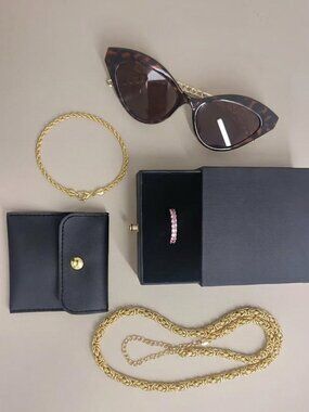 Gold Jewelry & Sunnies Set | Ring, Bracelet, Necklace, Sunglasses